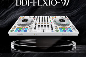 Limited Edition white DDJ-FLX10-W DJ controller featured in luxury-themed promotional graphic